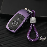 Decorative Keychain With Crystal Decoincluding Carabiner - Purple