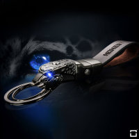 Exclusiver Schlüsselanhänger Lederband Mit LED Lichtinkl. Schlüsselring