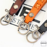 Premium Leather Keychain Including Keyring - Dark Brown