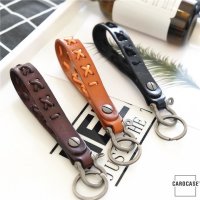 Premium Leather Keychain Including Keyring - Light Brown