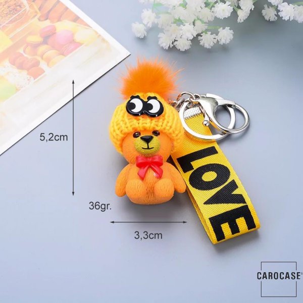 Sweet And Cute Keychain With Real Mini Wool Hat - Yellow