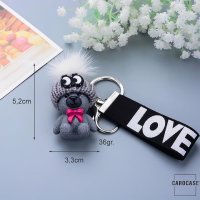 Sweet And Cute Keychain With Real Mini Wool Hat - Grey