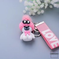 Sweet And Cute Keychain With Real Mini Wool Hat - White