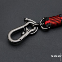 Schlüsselanhänger Lederband Inkl. Karabiner - Anthrazit/Rot