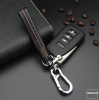 Leather Keychain Including Carabiner - Chrome/Dark Brown