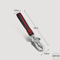 Schlüsselanhänger Lederband Inkl. Karabiner - Chrom/Rot