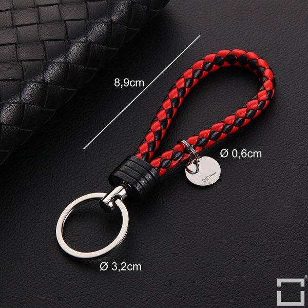 Schlüsselanhänger Lederband Inkl. Schlüsselring - Chrom/Schwarz-Rot