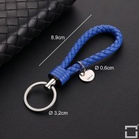 Schlüsselanhänger Lederband Inkl. Schlüsselring - Chrom/Blau
