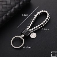 Schlüsselanhänger Lederband Inkl. Schlüsselring - Chrom/Schwarz-Weiß