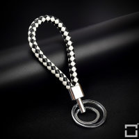 Dekorativer Schlüsselanhänger Lederband Inkl. Karabiner - Chrom/Schwarz-Weiß