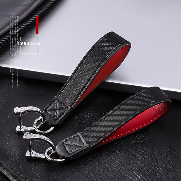 Porte-Clés Carbon-Look Mousqueton Inclus - Anthracite/Rouge