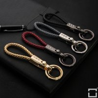 Carocase Leather Keychain With Crystal Decoincluding Keyring - Black
