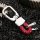 Premium Keychain Including Carabiner - Chrome/Light Red