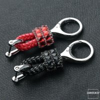Decorative Keychain With Crystal Decoincluding Carabiner - Black