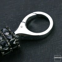 Decorative Keychain With Crystal Decoincluding Carabiner - Black
