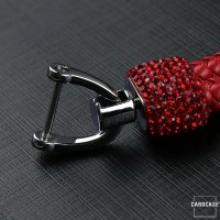 Exclusiver Schlüsselanhänger Lederband Mit Kristalldekoinkl. Karabiner - Anthrazit/Weiß
