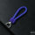 Exclusive Leather Keychain With Crystal Decoincluding Carabiner - Chrome/Blue