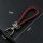 Exclusive Leather Keychain With Crystal Decoincluding Carabiner - Chrome/Black-Red