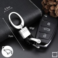 Mini Schlüsselanhänger Lederband Inkl. Karabiner - Chrom/Schwarz