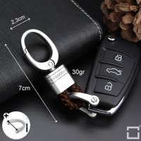 Mini Schlüsselanhänger Lederband Inkl. Karabiner - Chrom/Dunkelbraun
