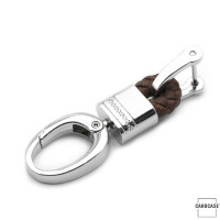 Mini Schlüsselanhänger Lederband Inkl. Karabiner - Chrom/Dunkelbraun