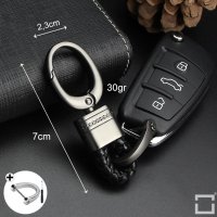 Mini Schlüsselanhänger Lederband Inkl. Karabiner - Anthrazit/Schwarz