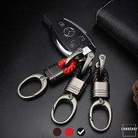 Mini Leather Keychain Including Carabiner - Anthracite/Black
