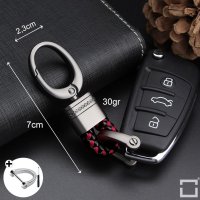 Mini Schlüsselanhänger Lederband Inkl. Karabiner - Anthrazit/Schwarz-Rot