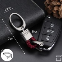 Mini Leather Keychain Including Carabiner - Anthracite/Dark Red