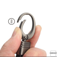 Mini Schlüsselanhänger Lederband Inkl. Karabiner - Anthrazit/Dunkelrot