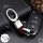 Mini Leather Keychain Including Carabiner - Chrome/Dark Red