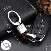Mini Schlüsselanhänger Lederband Inkl. Karabiner - Chrom/Schwarz-Rot