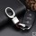 Mini Leather Keychain Including Carabiner - Chrome/Black-Red