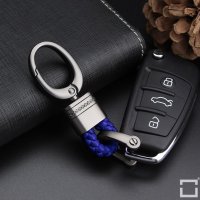 Mini Schlüsselanhänger Lederband Inkl. Karabiner - Anthrazit/Blau