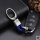 Mini Leather Keychain Including Carabiner - Anthracite/Blue