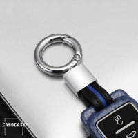 Karabiner Schlüsselanhänger verchromt mit Lederband passend für Etui Serie HEK20