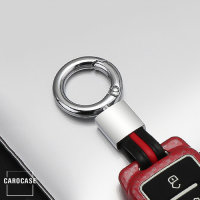 Karabiner Schlüsselanhänger verchromt mit Lederband passend für Etui Serie HEK20 noir/bleu