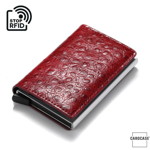 KROKO Kreditkarten Scheckkartenetui KTS12 mit Pop-Up Funktion und RFID Blocker rot