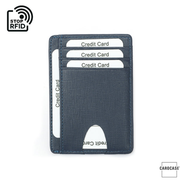 Carbon-Look Kreditkartenetui mit RFID Blocking - 7 Kartenfächer - KTS29 bleu