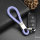 Premium Leather Keychain Including Carabiner - Anthracite/Light Purple