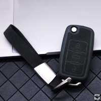 Coque de protection en silicone, Cuir Alcantara pour voiture Volkswagen, Skoda, Seat clé télécommande V2