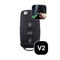 silicona, Cuero Alcantara funda para llave de Volkswagen, Skoda, Seat V2 negro