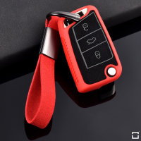 Silicone, Alcantara/leather key fob cover case fit for Volkswagen, Audi, Skoda, Seat V3, V3X remote key