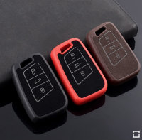 Cover Guscio / Copri-chiave silicone, Pelle Alcantara compatibile con Volkswagen, Skoda, Seat V4 nero