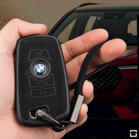 Coque de protection en silicone, Cuir Alcantara pour voiture BMW clé télécommande B4, B5