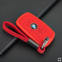 silicona, Cuero Alcantara funda para llave de BMW B4, B5 rojo