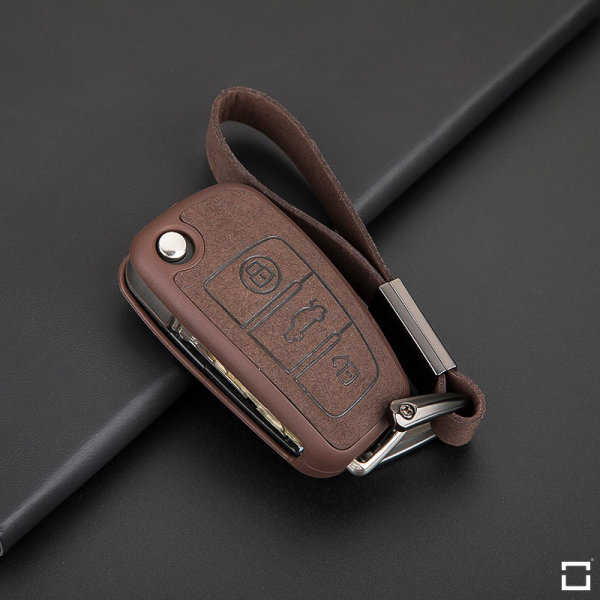 Classic Leather Key Pouch Car Key Holder Zipper Key Chain Car Key Case Car  Keychain Protective Car Key Case