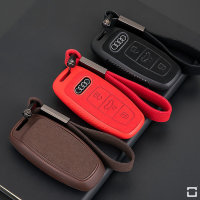 Cover Guscio / Copri-chiave silicone, Pelle Alcantara compatibile con Audi AX7 rosso