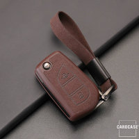 Silikon Alcantara Schutzhülle passend für Toyota Schlüssel + Lederband + Karabiner braun SEK12-T1-2