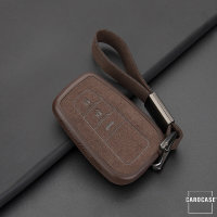 Silikon Alcantara Schutzhülle passend für Toyota Schlüssel + Lederband + Karabiner braun SEK12-T6-2
